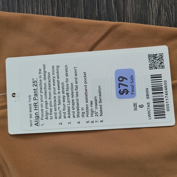 Lululemon saddle brown align leggings size 6 - Picture 2 of 2
